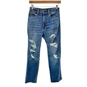 Abercrombie & Fitch Blue Zoe Natural‎ Rise Ankle Straight Leg Jeans Size 6